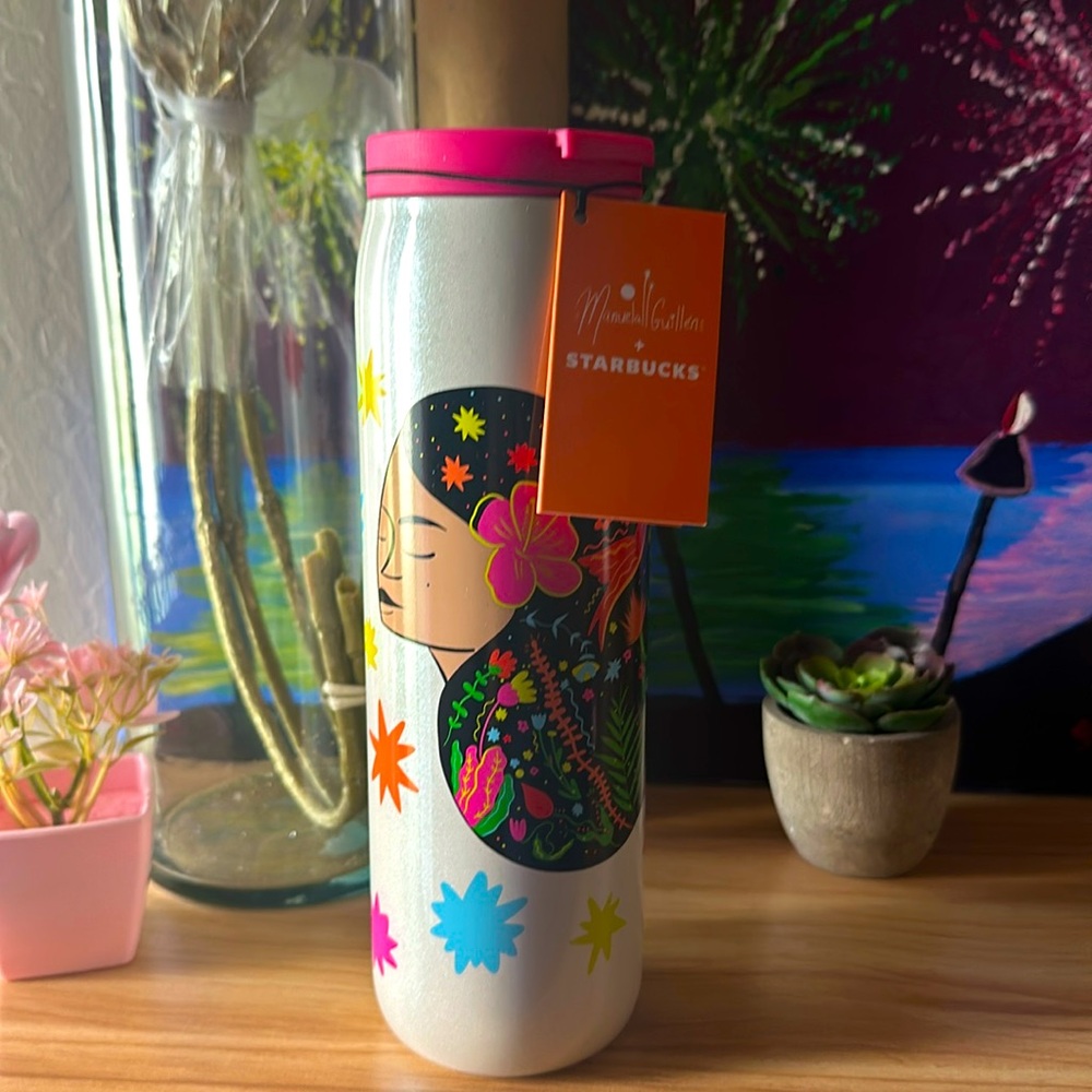 Starbucks Manuela Guillen Dream White Glitter Stainless Hot Cold Tumbler 16oz
